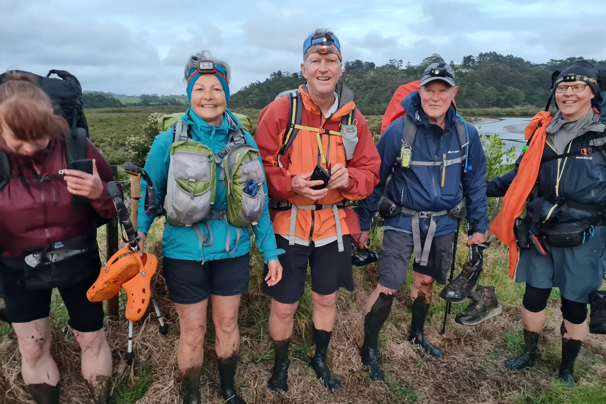 Crossing the Taiharuru estuary on the Te Araroa trail